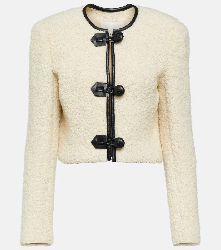 Isabel Marant Gradilia leather-trimmed wool jacket One-Shoulder Jacket Off-the-Shoulder Jacket Asymmetrical Jacket