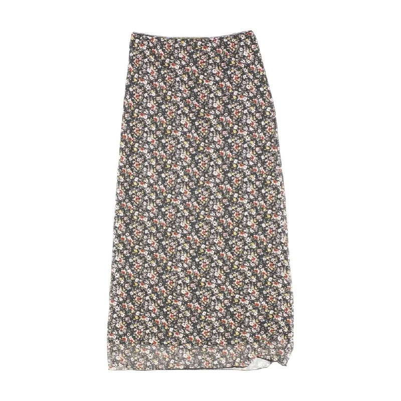Black Floral Midi Skirt lace skirt elegant