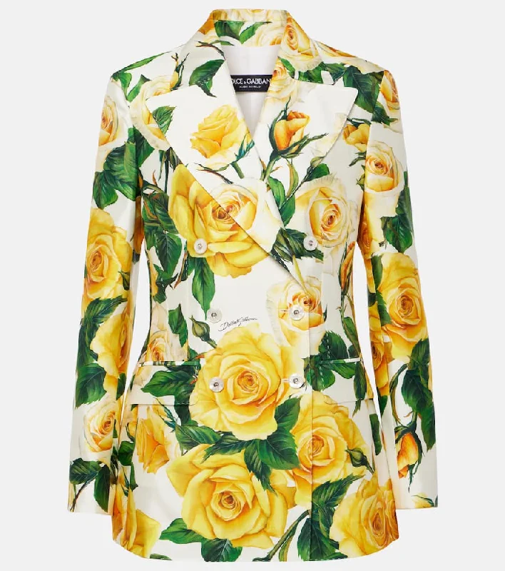 Dolce&Gabbana Turlington floral silk-blend jacket Boat Neck Shawl Collar Notched Collar