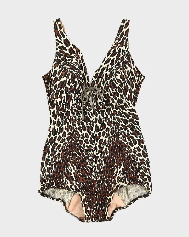 1970s Cole of California Leopard Print Swimsuit - M Reversible Bikini Set