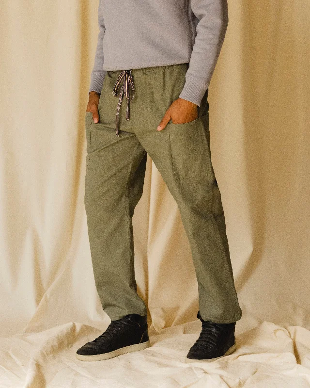 Drawstring Pant | Olive Canvas Fashionable Tapered Leg Pants