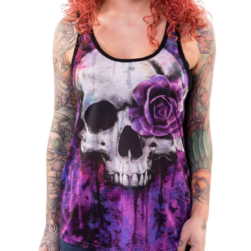 One Eye Rose Skull Razor Back Tank Top sexy tank top