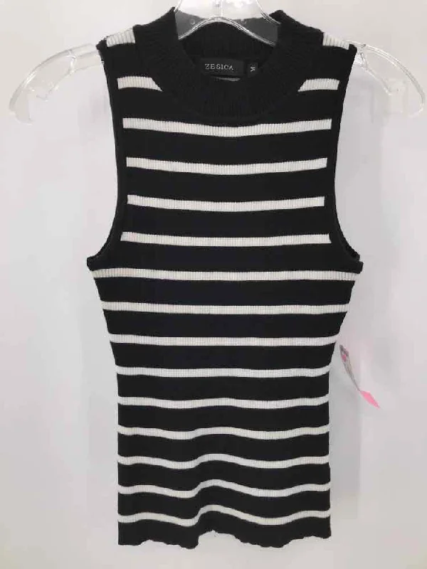 Pre-Owned Zesica Black Size Medium Stripe Tank Top sexy tank top