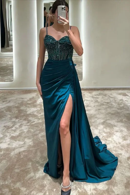 Gorgeous Straps Beading Sheath Long Formal Party Dress, DP3459 Tunics Prom sequined