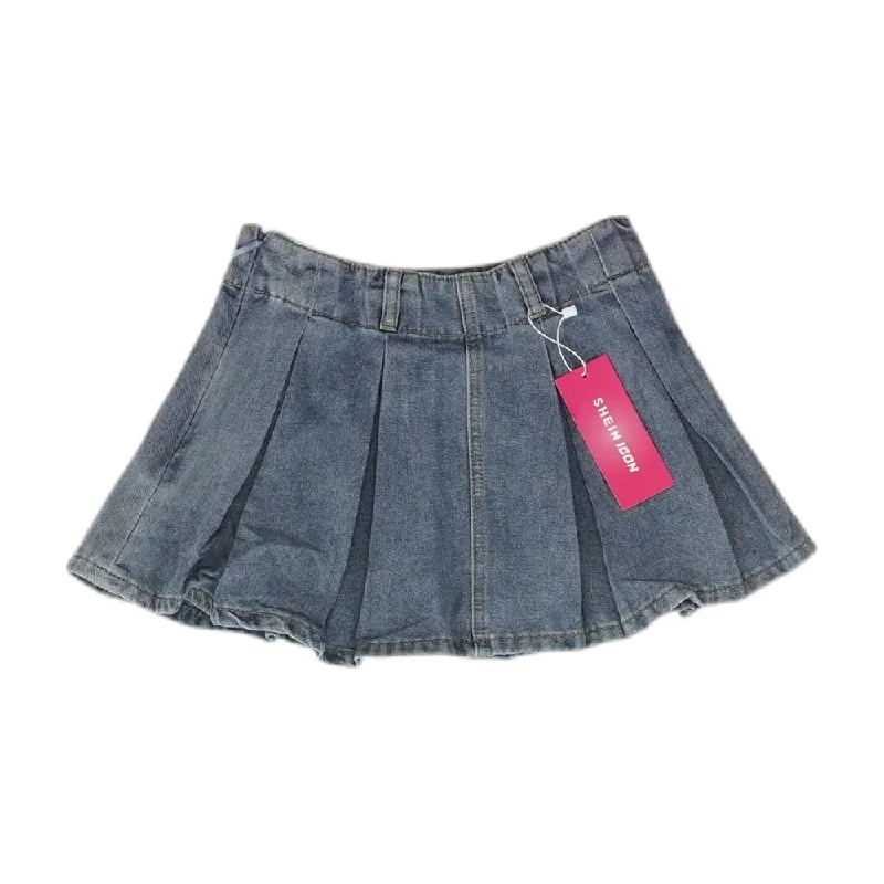 Blue Solid Mini Skirt spandex blend skirt