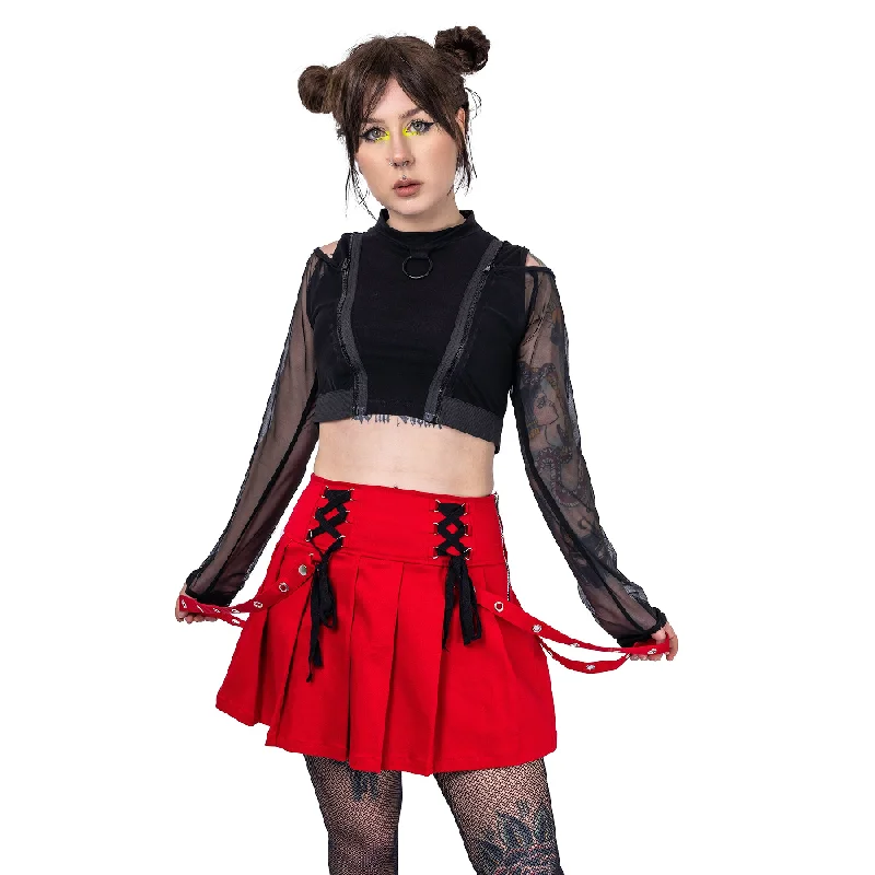 REBELLIOUS SKIRT - RED corduroy skirt durable