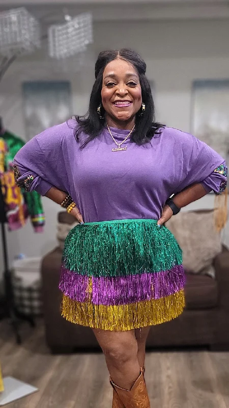 SHIMMY FOR ME MARDI GRAS WOMEN SKIRT zip skirt side