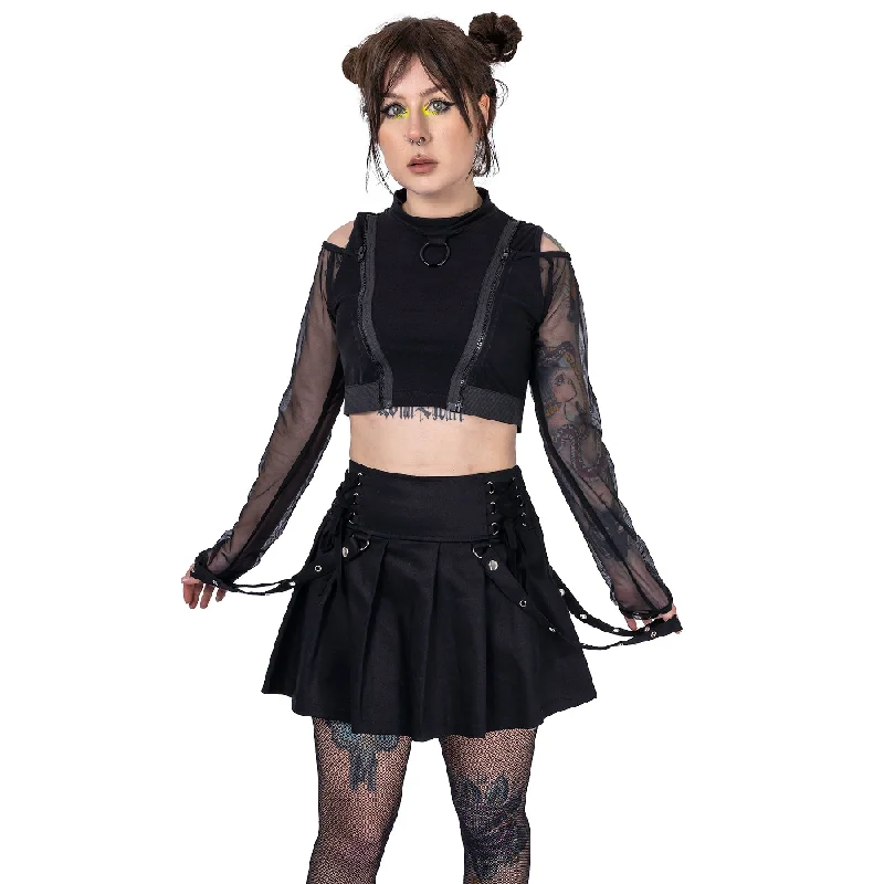 REBELLIOUS SKIRT - BLACK belted skirt waist