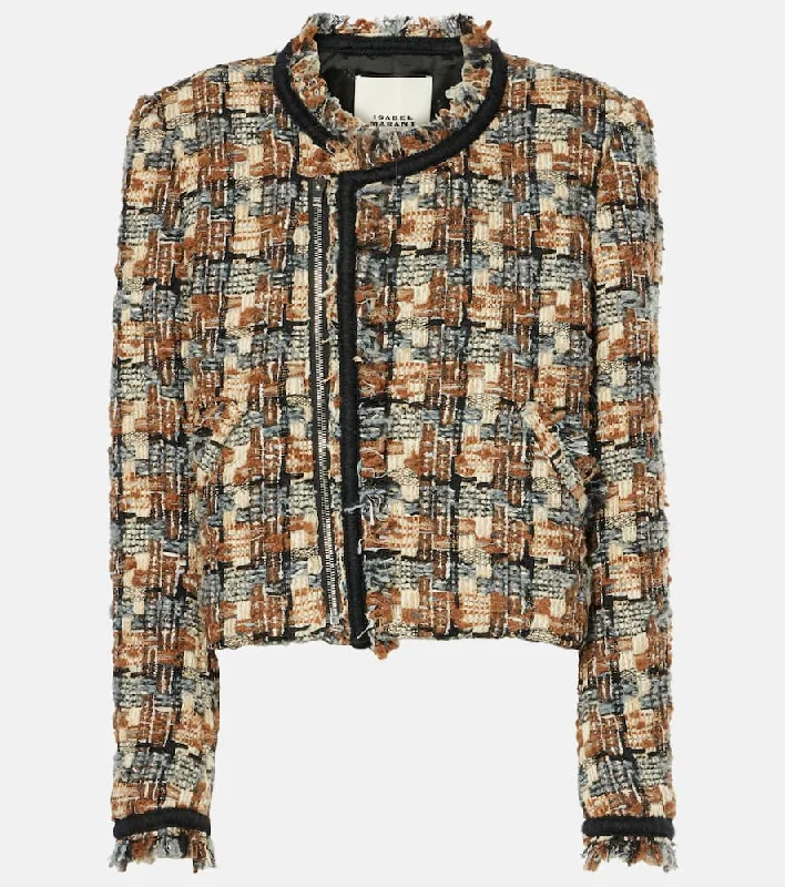 Isabel Marant Kerry cropped wool-blend jacket Ribbed Jacket Pleated Jacket Ruffled Jacket