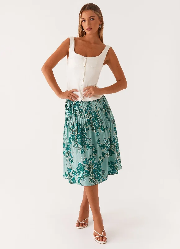 Dreamscape Midi Skirt - Cloud Nine Floral a-line skirt cut