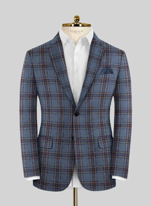 Reda Pale Aqua Checks Wool Jacket Wool Jacket Cashmere Jacket Tweed Jacket