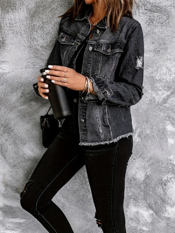 Black Denim Jacket Quilted Jacket Puffer Jacket Insulated Jacket
