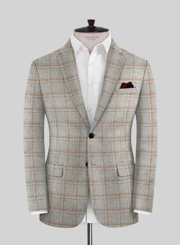 Reda Agodi Beige Checks Wool Jacket Embroidered Jacket Appliqued Jacket Beaded Jacket