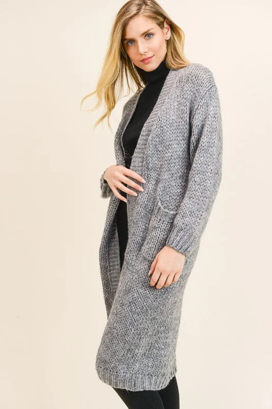 Faye Oversized Cardigan in Charcoal Seamless Knitted Crochet