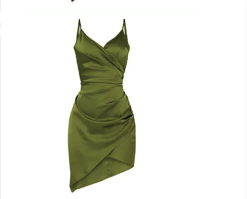 New Fashion Women Sexy Fairing Neck Sleeveless Evening Club Mini Backless Dress Short Party Dress cc252 Tunics Satin smooth