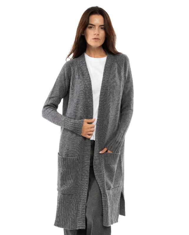 Women's Wool & Cashmere Long Knit Cardigan Coat Dark Gray Beaded Cardigan Sequined Faux Fur Women's Wool & Cashmere Long Knit Cardigan Coat Dark Gray Beaded Cardigan Sequined Faux Fur