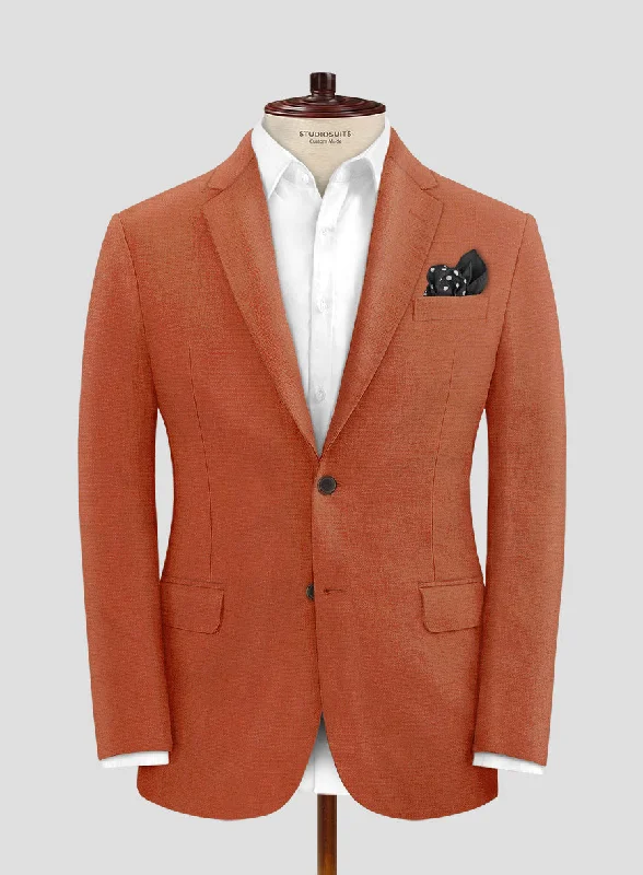 Solbiati Art Du Lin Deep Orange Linen Jacket Satin Jacket Silk Jacket Chiffon Jacket