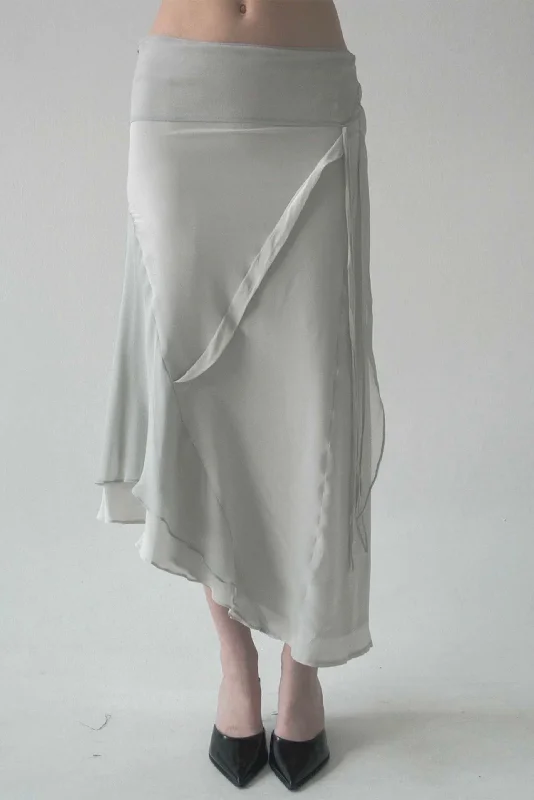 Luf Silk Skirt Light Grey high slit skirt