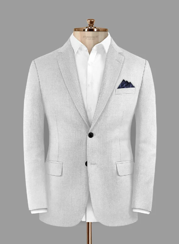 Caccioppoli Sun Dream Light Gray Wool Silk Jacket Toggled Jacket Drawstring Jacket Belted Jacket
