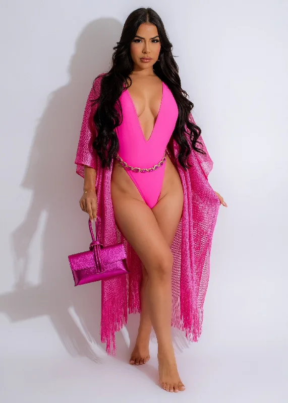 Summer Moves Rhinestones Swimsuit Pink Elegant Halter Bikini