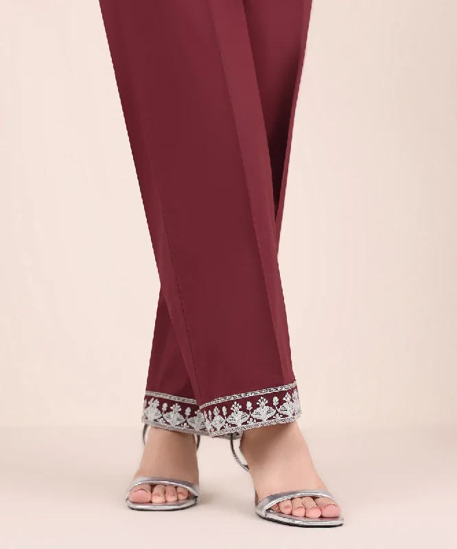 Embroidered Cambric Straight Pants Fashionable Track Pants