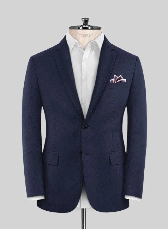 Lanificio Zegna Trofeo Ink Blue Wool Jacket V-Neck Jacket Boat Neck Jacket Square Neck Jacket