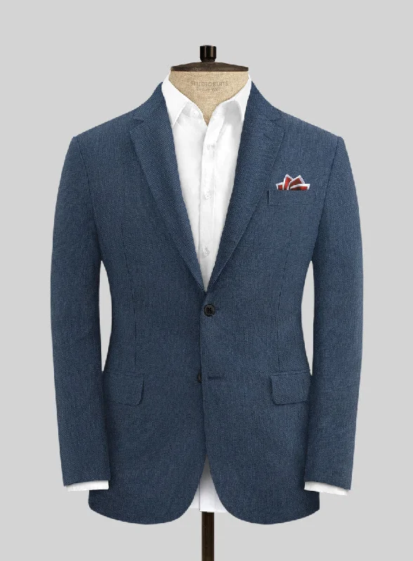 Solbiati Art Du Lin Ebony Blue Linen Jacket Plaid Jacket Tartan Jacket Houndstooth Jacket