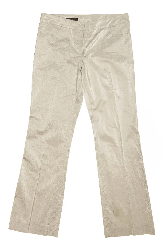 Original Alexander McQueen - Silver Pants - IT 40 Elegant Palazzo Trousers