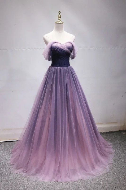Ombre Off the Shoulder A Line Prom Dress Tulle Party Dress Long Evening Dress OK1171 Tunics Floral girly Ombre Off the Shoulder A Line Prom Dress Tulle Party Dress Long Evening Dress OK1171 Tunics Floral girly