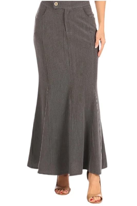 Long Office Skirt Style 908 a-line skirt cut