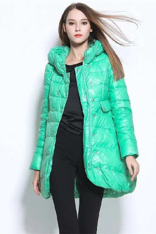 New Arrival Beautiful Women's Clothes Cute Long Style Thickening Women Model Down Jacket D9 Denim Fabric Leather Fabric Suede Fabric