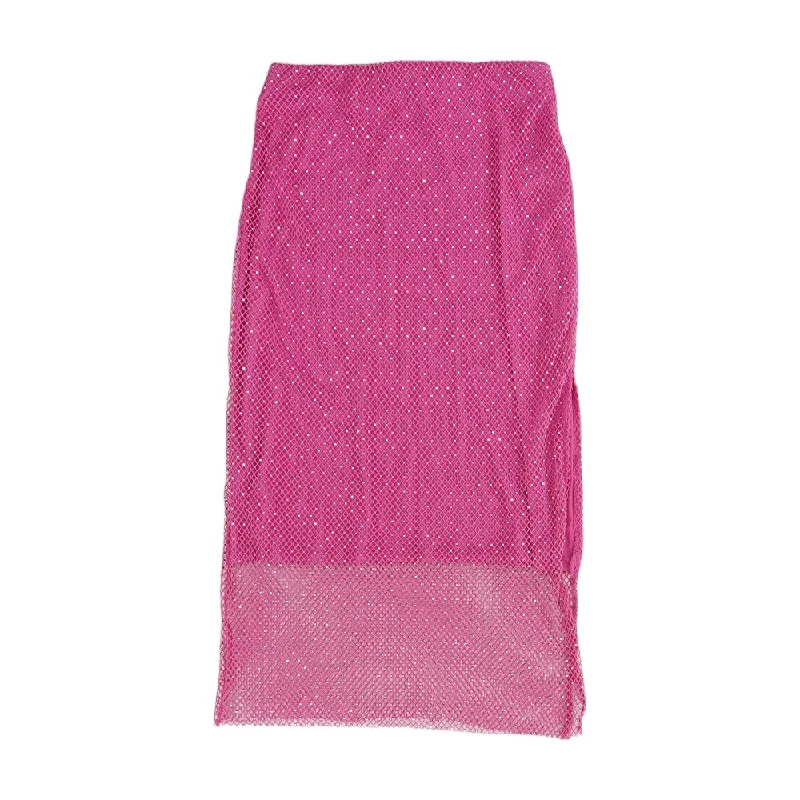 Pink Solid Midi Skirt wool skirt thick