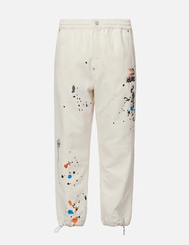 Paint Splash Print Monogram Denim Pants Cozy Full-Length Pants