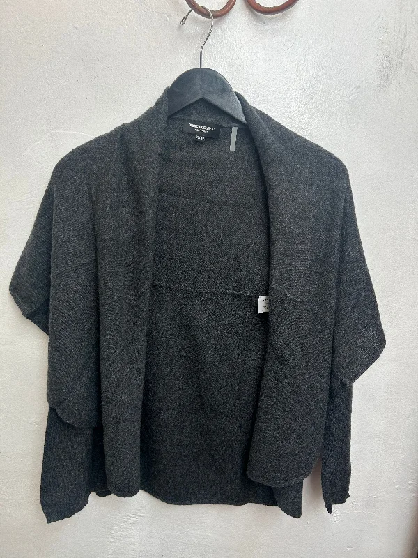 Charcoal Organic Circle Cardigan Cable Knit Ribbed Knit Lace Knit