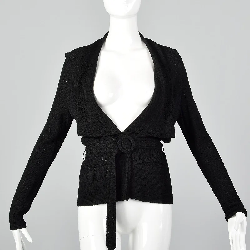Small 1920s Knit Belted Cardigan Seamless Knitted Crochet