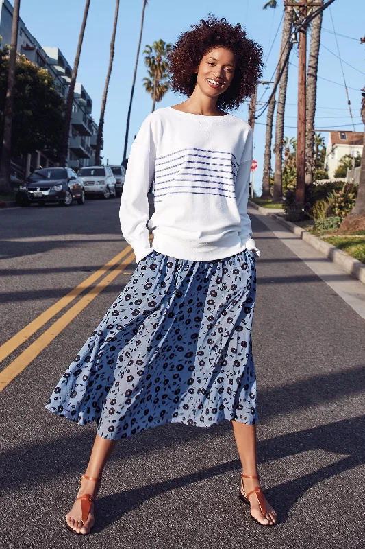 Next Womens Blue Printed Midi Skirt linen skirt airy
