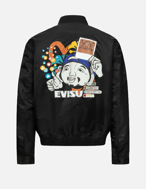 Godhead with Social Media Inspired Print Relax Fit Jacket Satin Jacket Silk Jacket Chiffon Jacket