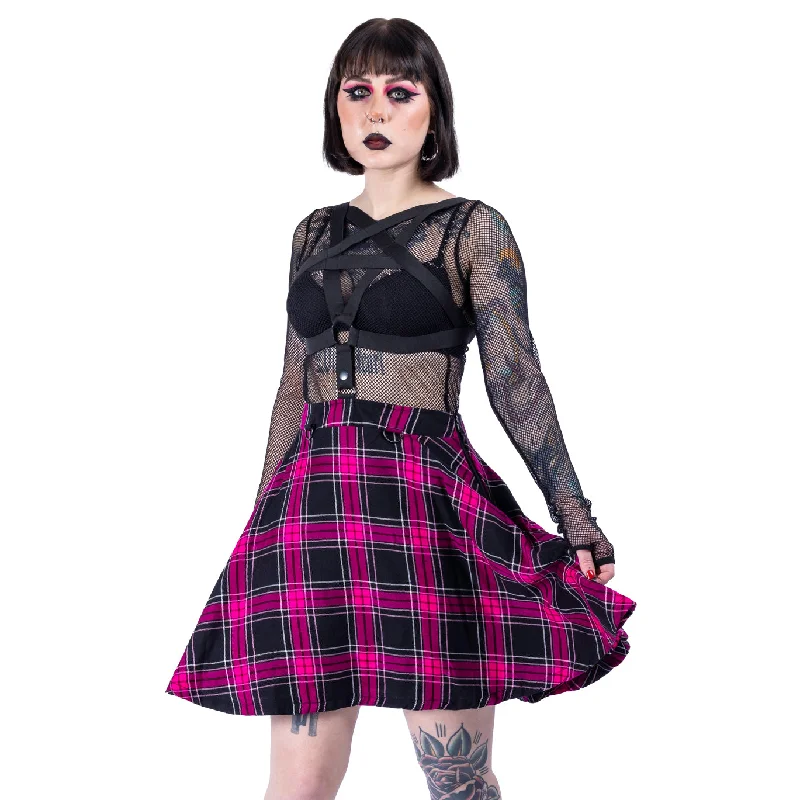 HEXED SKIRT - DARK PINK CHECK corduroy skirt durable