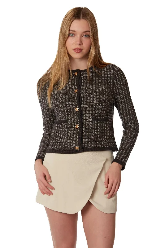 tweed button cardigan Knit Fabric Woven Fabric Fleece Fabric