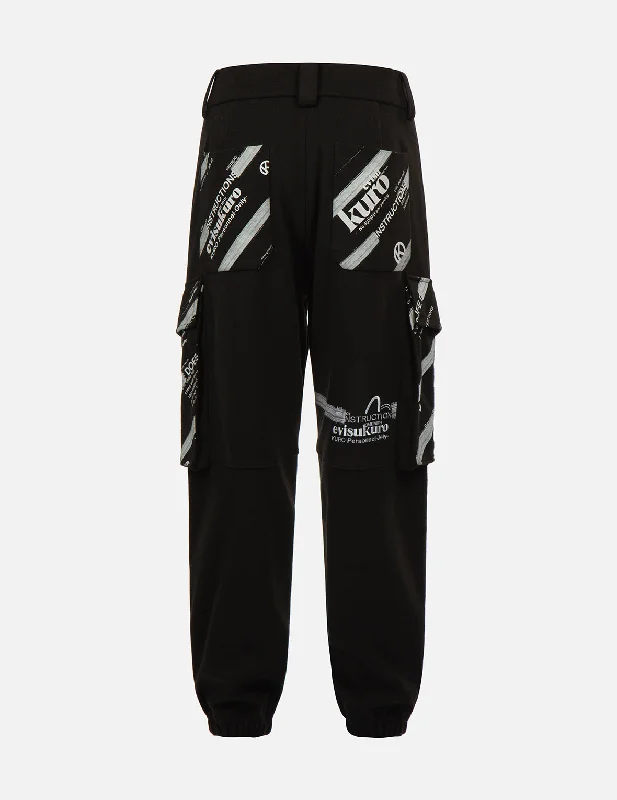 Logo Printed Pannels Cargo Pants Chic Capri Pants