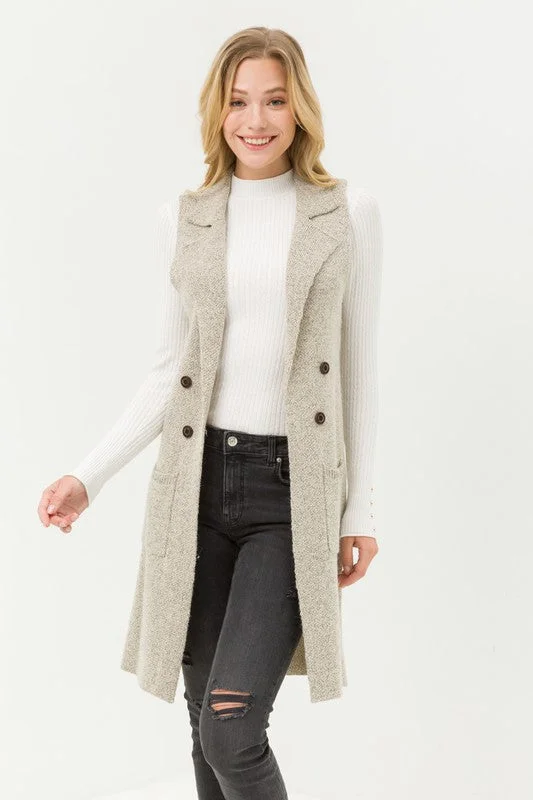 Fall in Love Sleeveless Cardigan in Oatmeal PLUS SIZE Modern Contemporary chic
