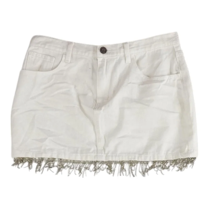 White Solid Mini Skirt leather skirt bold