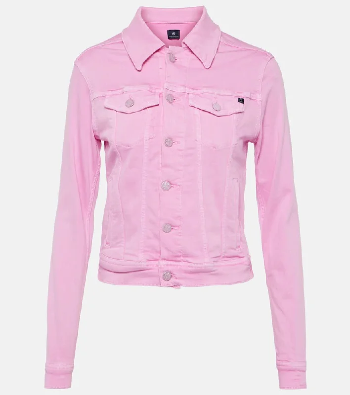 AG Jeans Robyn cropped denim jacket Ribbed Jacket Pleated Jacket Ruffled Jacket
