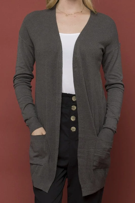 Fallin' for Fall Cardigan in Charcoal Soft Cozy Warm