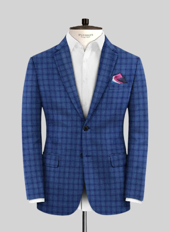 Reda Havelock Blue Checks Wool Jacket Satin Fabric Silk Fabric Chiffon Fabric