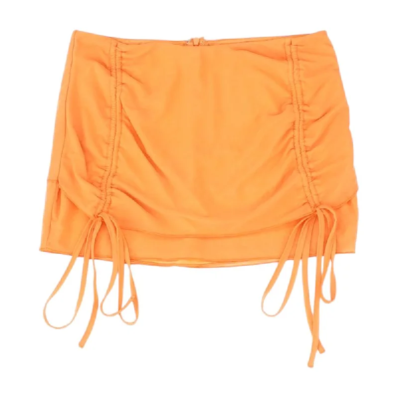 Orange Solid Mini Skirt athletic skirt fit