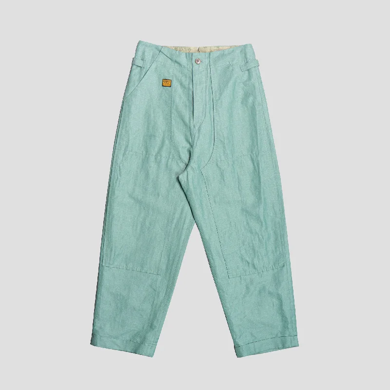 COTTON/LINEN GRANDRELLE HERRINGBONE LUMBER PANTS Comfortable Fleece Pants