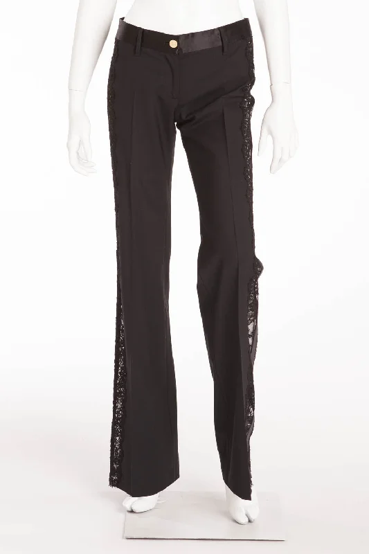 Dolce & Gabbana  - Black Pants with Lace Sides - IT 40 Relaxed Lounge Trousers