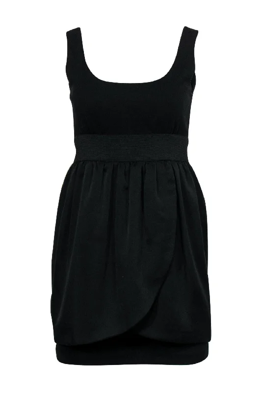 LaROK - Black Scoop Neck Bodycon w/ Tulip Skirt Overlay Sz S high waist skirt