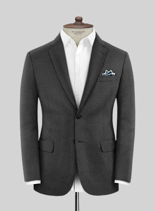 Lanificio Zegna Trofeo Dark Gray Wool Jacket Chenille Fabric Brocade Fabric Lace Fabric